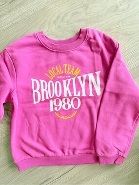 Zara Hot Pink Graphic Crewneck Sweatshirt